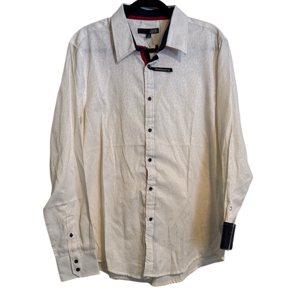 Harve Benard White Paisley Patterned Button Down Shirt NWT